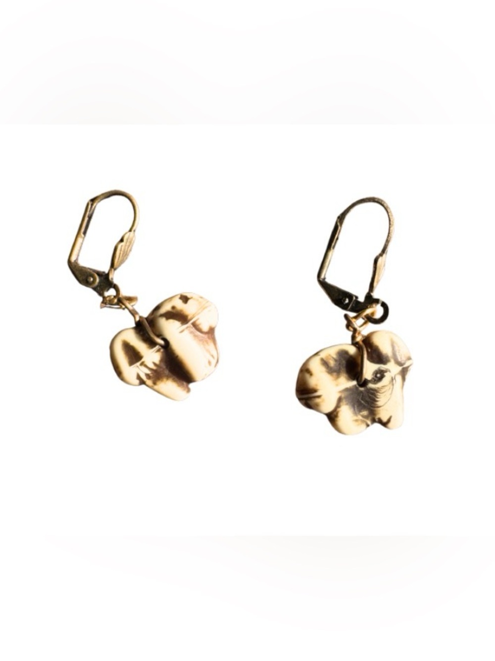 Faux Carved Ivory Handmade Earrings
